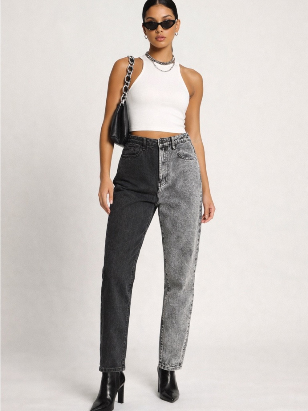 Redial Paris • $140 Two-Tone Black and Gray Women Jeans W15” R13” I27”